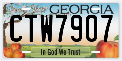 GA license plate CTW7907