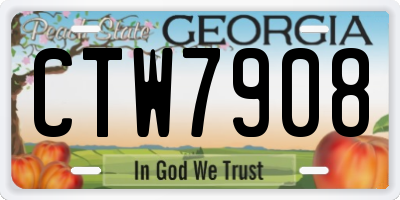 GA license plate CTW7908