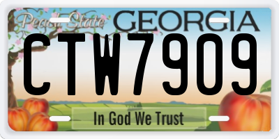 GA license plate CTW7909