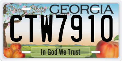 GA license plate CTW7910