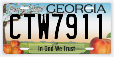 GA license plate CTW7911