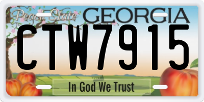 GA license plate CTW7915