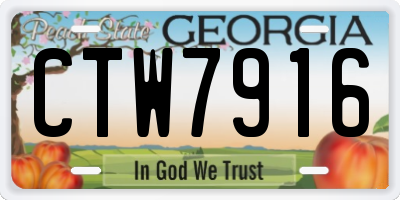 GA license plate CTW7916