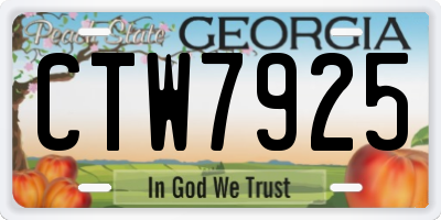 GA license plate CTW7925