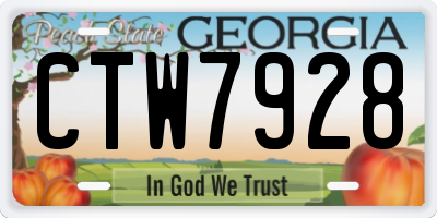 GA license plate CTW7928