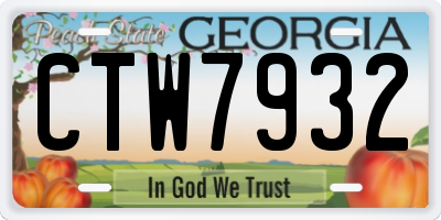 GA license plate CTW7932