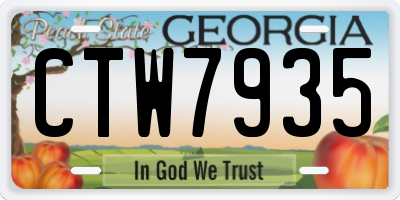 GA license plate CTW7935