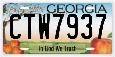 GA license plate CTW7937