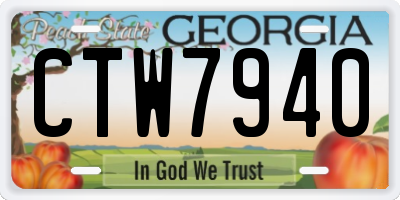GA license plate CTW7940