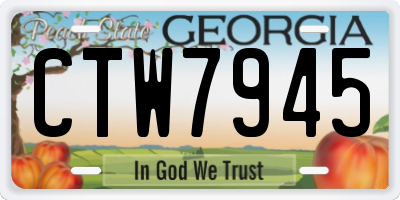 GA license plate CTW7945