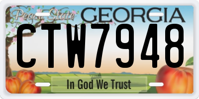 GA license plate CTW7948