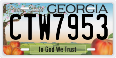 GA license plate CTW7953