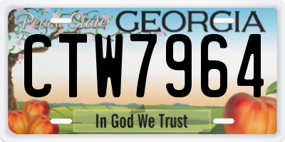 GA license plate CTW7964