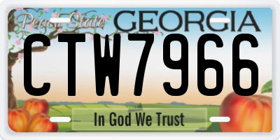 GA license plate CTW7966