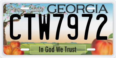 GA license plate CTW7972