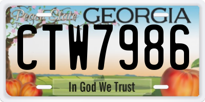 GA license plate CTW7986