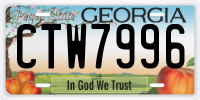 GA license plate CTW7996