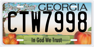 GA license plate CTW7998