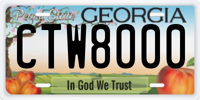 GA license plate CTW8000