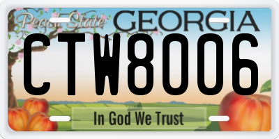 GA license plate CTW8006