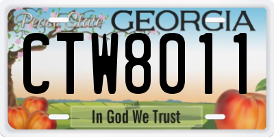 GA license plate CTW8011