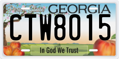 GA license plate CTW8015
