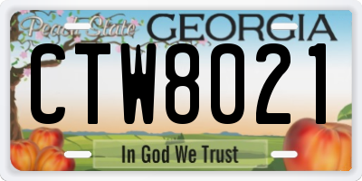 GA license plate CTW8021