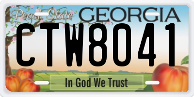 GA license plate CTW8041