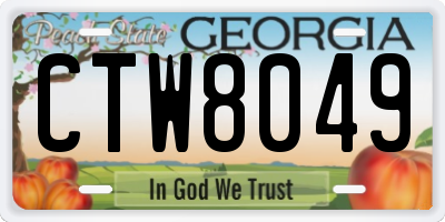 GA license plate CTW8049