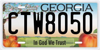 GA license plate CTW8050