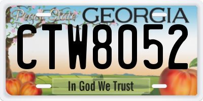 GA license plate CTW8052