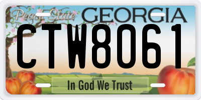 GA license plate CTW8061