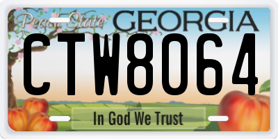 GA license plate CTW8064