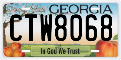 GA license plate CTW8068