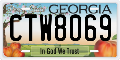 GA license plate CTW8069