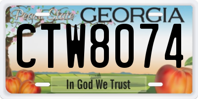 GA license plate CTW8074