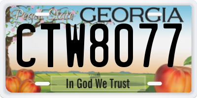 GA license plate CTW8077
