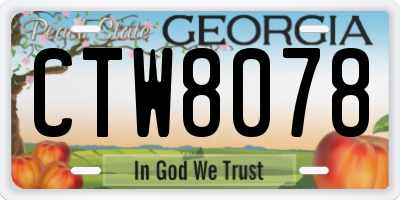 GA license plate CTW8078