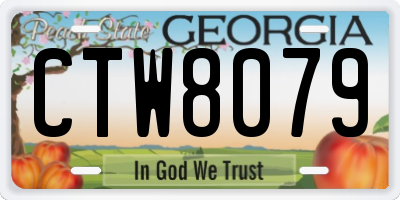 GA license plate CTW8079