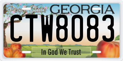 GA license plate CTW8083