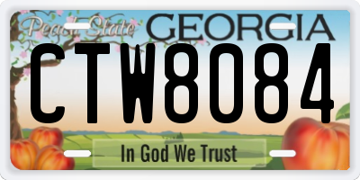 GA license plate CTW8084