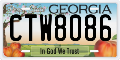 GA license plate CTW8086