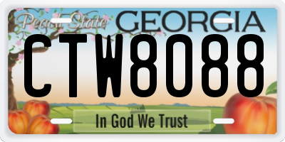 GA license plate CTW8088