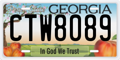 GA license plate CTW8089