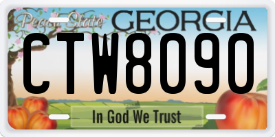 GA license plate CTW8090