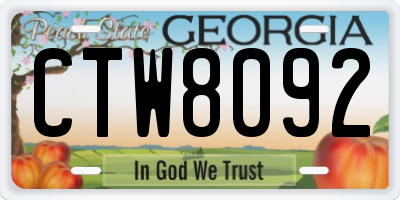GA license plate CTW8092