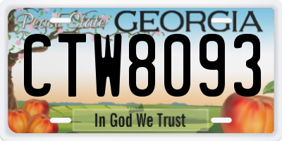 GA license plate CTW8093