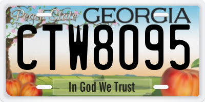 GA license plate CTW8095