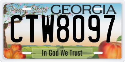 GA license plate CTW8097