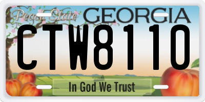 GA license plate CTW8110